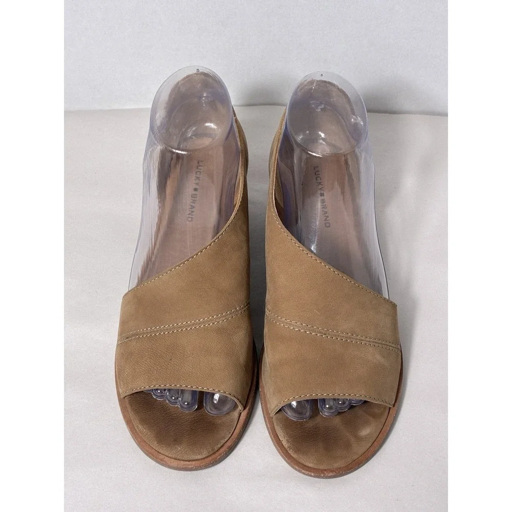 Lucky Brand Genuine Leather Slip On Shoes Women's Sz 7 Tan Summer Comfort